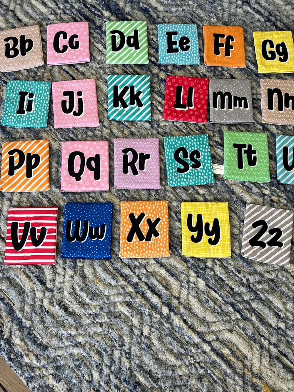 Kids soft sided alphabet flash cards with bag washable